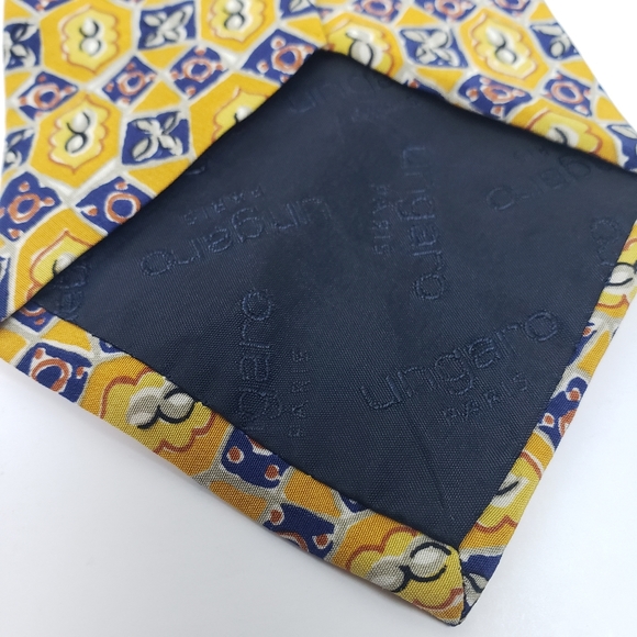 Emmanuel Ungaro Paris Yellow Pattern Silk Tie - Picture 7 of 7